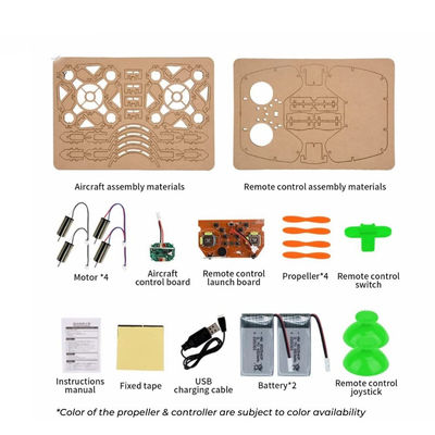Construye y aprende Diy Construcción de madera Drone Quadcopter Ensambla Rc Drones Kit Set Educación de juguete para estudiantes Enseñar a los niños