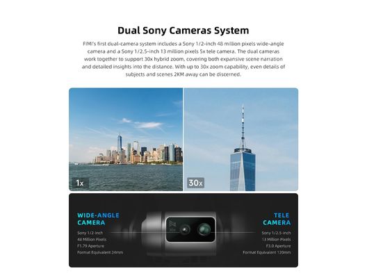 Fimi X8 Tele Profesional Drone con GPS Motor sin escobillas 3 Ejes Gimbal 4K cámara 2.4G/5.8G Transmisión de imagen digital de banda doble