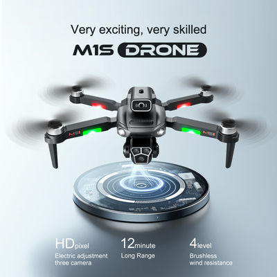 M1s 4k Drone de tres cámaras Evitación de obstáculos sin escobillas Plegable Led de navegación luz flujo óptico flotante Mini Rc Drone