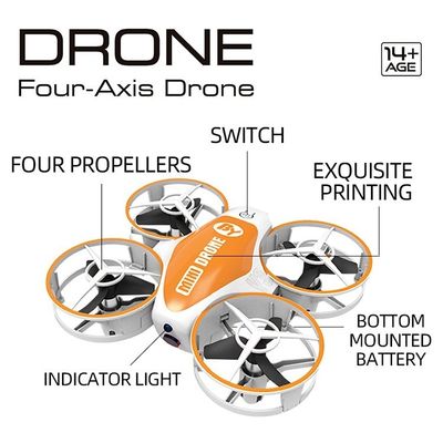 Mini avión de juguete con control remoto con rotación 360 y luces LED Estado de montaje listo para usar X11 NARANJA