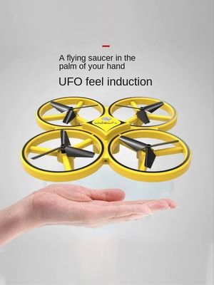 Amarillo D10H Diseño popular Diseño personalizable Juguete avión Control de gestos Drone con luces LED para niños Distancia remota 80m