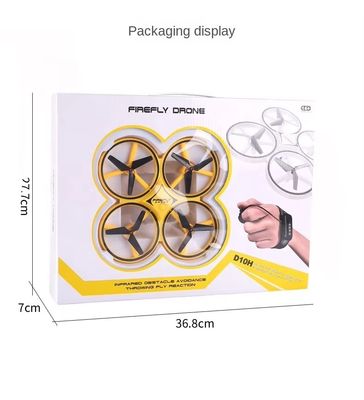 Amarillo D10H Diseño popular Diseño personalizable Juguete avión Control de gestos Drone con luces LED para niños Distancia remota 80m