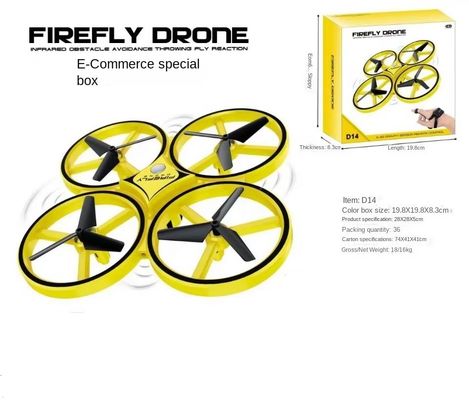 Amarillo D10H Diseño popular Diseño personalizable Juguete avión Control de gestos Drone con luces LED para niños Distancia remota 80m