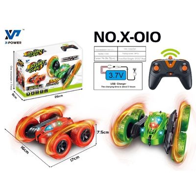 X-010 Rc Mini Stunt Car 2.4ghz Doble lateral 360 grados de caída de control remoto Juegos de coche de acrobacias para el entretenimiento de los niños
