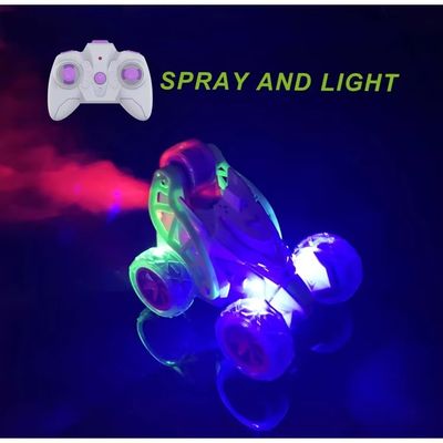 Experto de control remoto coche de acrobacias 360 grados de rotación coche con luz de la música spray juguetes para niños tiempo de juego 18 minutos
