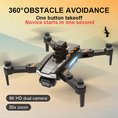 Cámara HD y fotografía aérea HD Cuadcopter Control remoto S1 Evitar obstáculos con láser sin escobillas Drone Negro Naranja