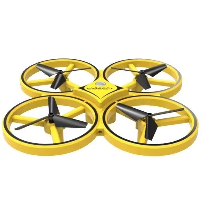 Amarillo D10H Diseño popular Diseño personalizable Juguete avión Control de gestos Drone con luces LED para niños Distancia remota 80m